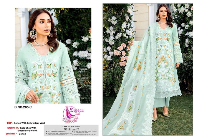 265 A To D Dinsaa Suit Heavy Embroidery Cotton Pakistani Suits Wholesale Price In Surat